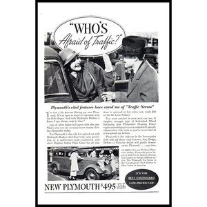 1934 Plymouth Sedan Antique Car Vintage Print Ad Women Shopping Wall Art Photo